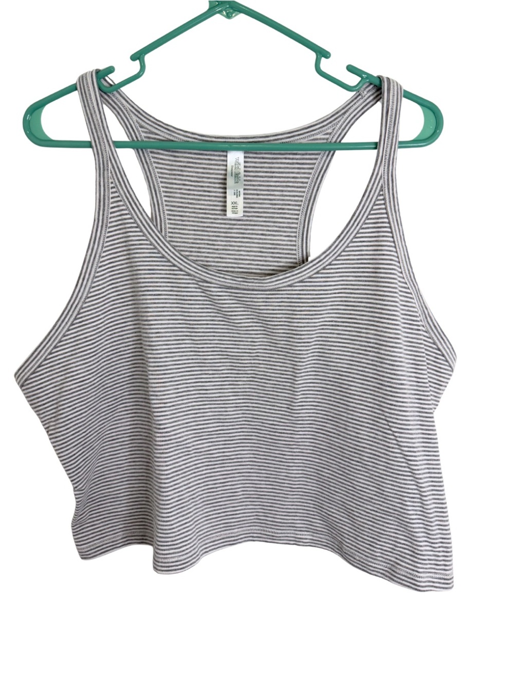 Wild Fable Sleep Gray & White Striped Cropped Tank Top Size XXL